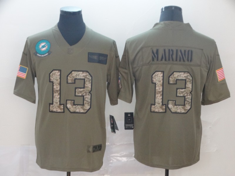 Nike Dolphins 13 Dan Marino 2019 Olive Camo Salute To Service Limited Jersey