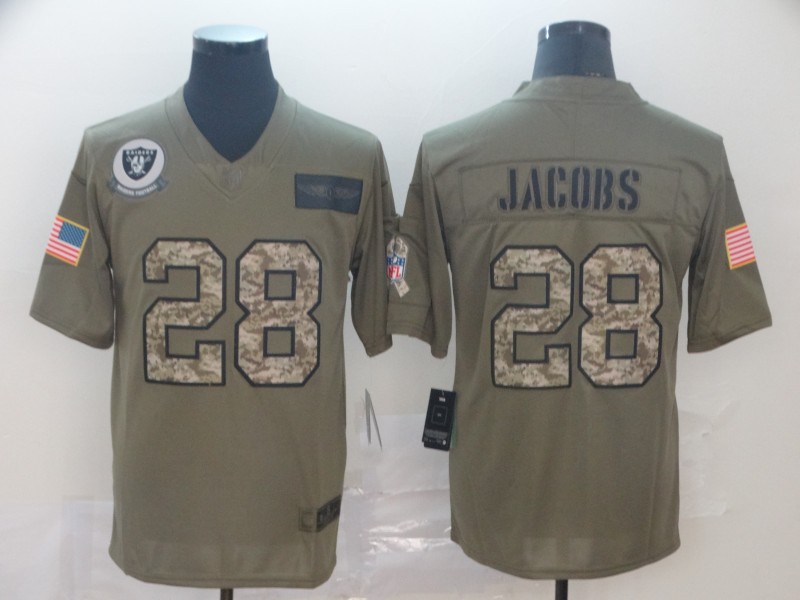 Nike Raiders 28 Josh Jacobs 2019 Olive Camo Salute To Service Limited Jersey