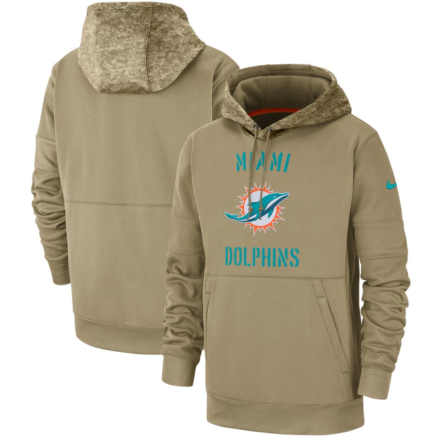 Miami Dolphins 2019 Salute To Service Sideline Therma Pullover Hoodie