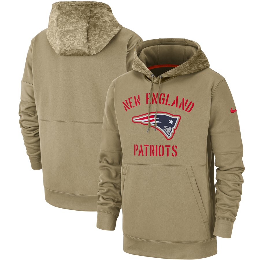 New England Patriots 2019 Salute To Service Sideline Therma Pullover Hoodie