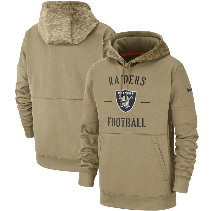 Oakland Raiders 2019 Salute To Service Sideline Therma Pullover Hoodie