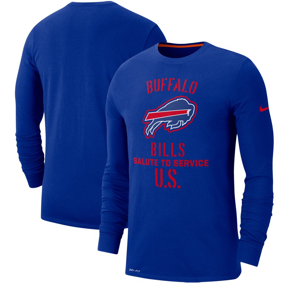 Men's Buffalo Bills Nike Royal 2019 Salute to Service Sideline Performance Long Sleeve Shirt