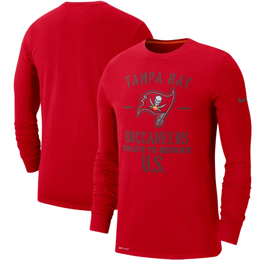 Men's Tampa Bay Buccaneers Nike Red 2019 Salute to Service Sideline Performance Long Sleeve Shirt