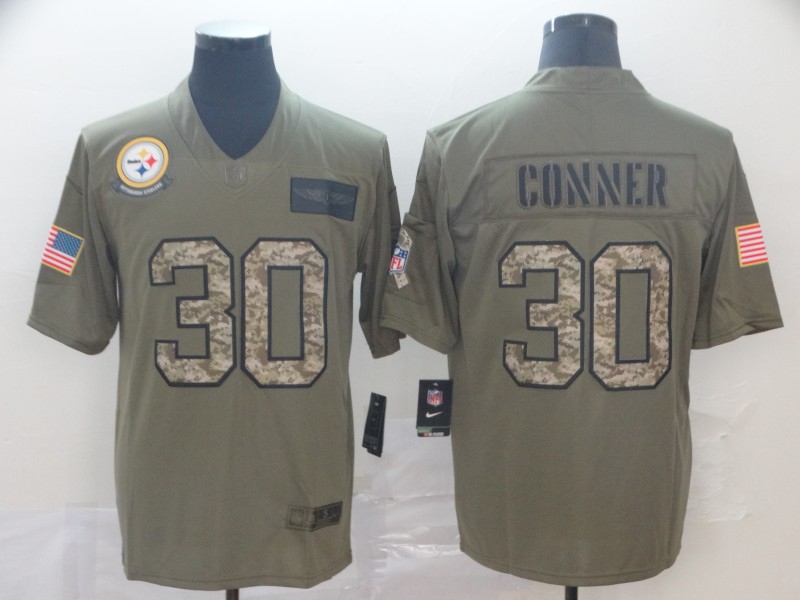 Nike Steelers 30 James Conner 2019 Olive Camo Salute To Service Limited Jersey