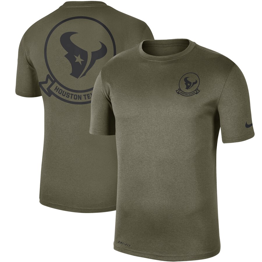 Men's Houston Texans Nike Olive 2019 Salute to Service Sideline Seal Legend Performance T-Shirt - Click Image to Close