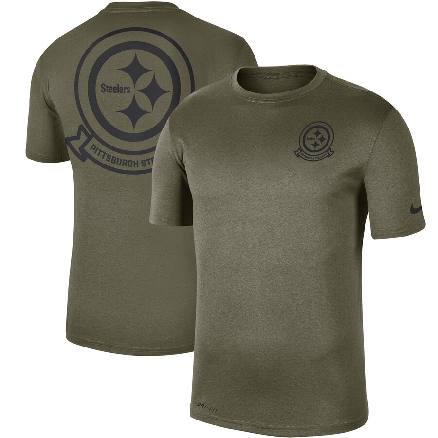 Men's Pittsburgh Steelers Nike Olive 2019 Salute to Service Sideline Seal Legend Performance T-Shirt
