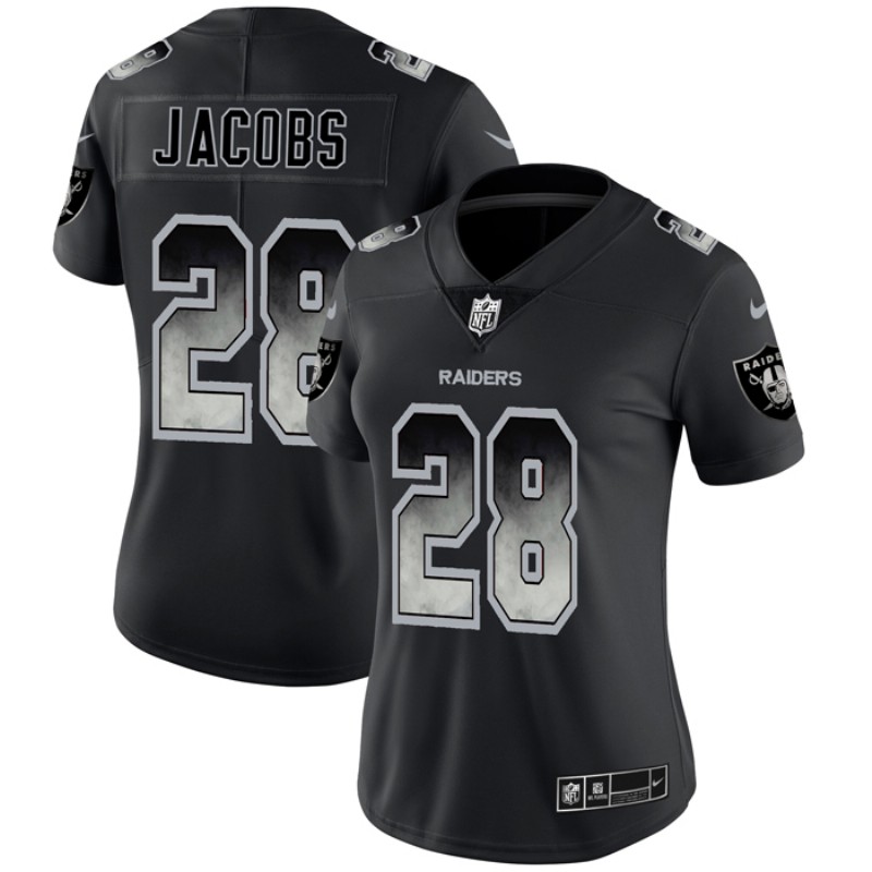 Nike Raiders 28 Josh Jacobs Black Smoke Women Vapor Untouchable Limited Jersey - Click Image to Close