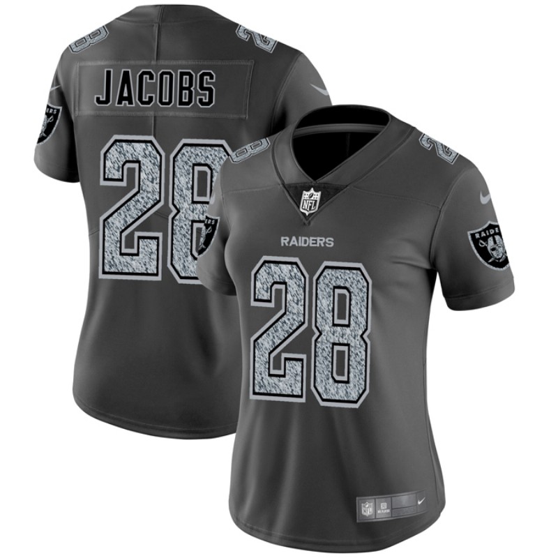 Nike Raiders 28 Josh Jacobs Gray Smoke Women Vapor Untouchable Limited Jersey