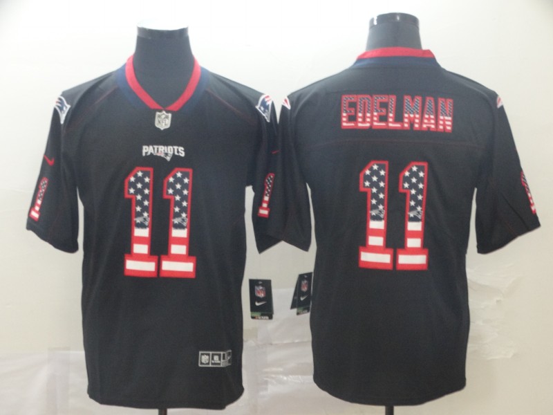 Nike Patriots 11 Julian Edelman Black USA Flag Fashion Limited Jersey