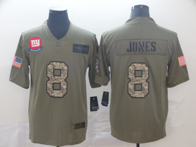 Nike Giants 8 Daniel Jones 2019 Olive Camo Salute To Service Limited Jersey