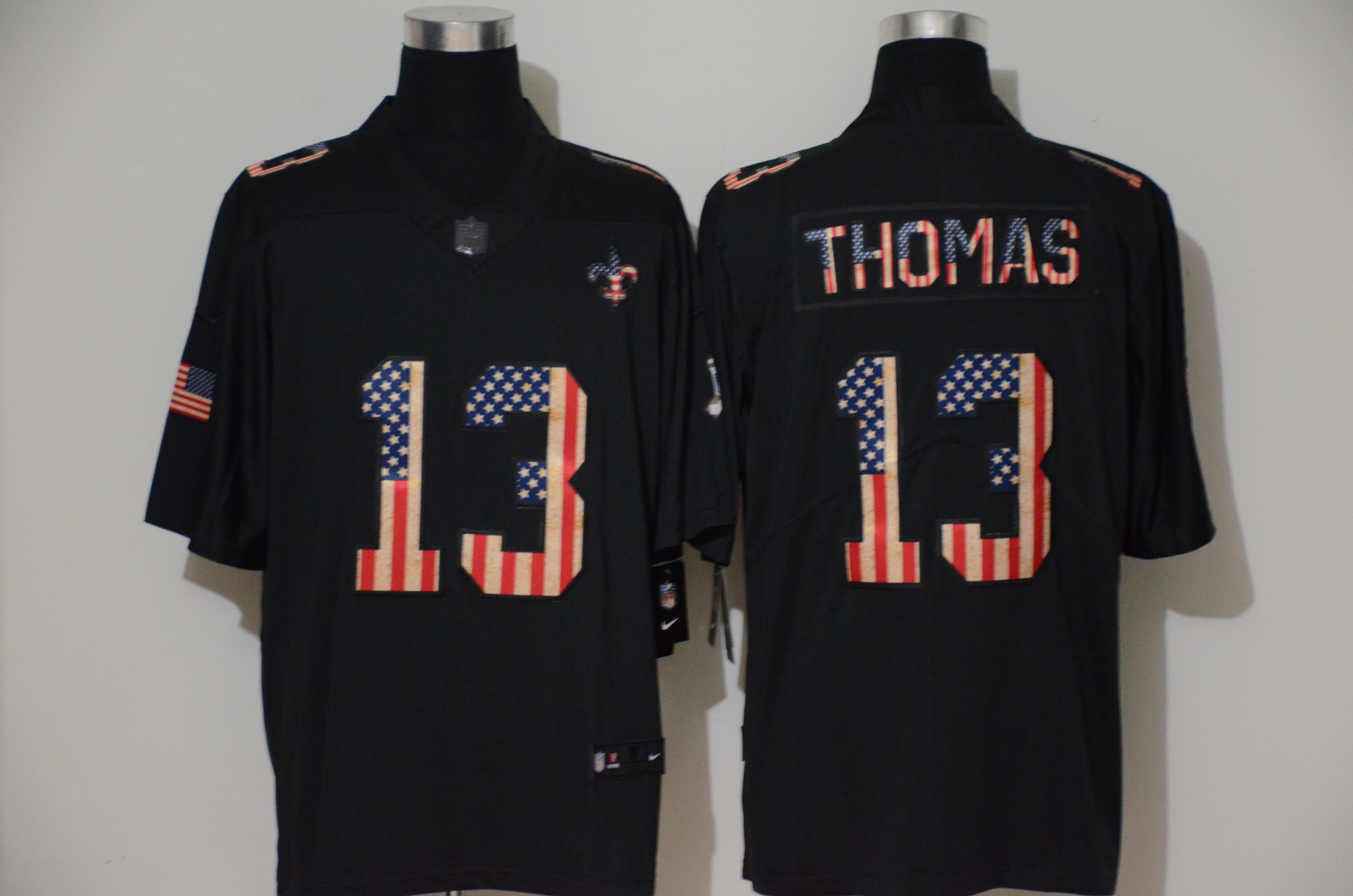 Nike Saints 13 Michael Thomas 2019 Black Salute To Service USA Flag Fashion Limited Jersey