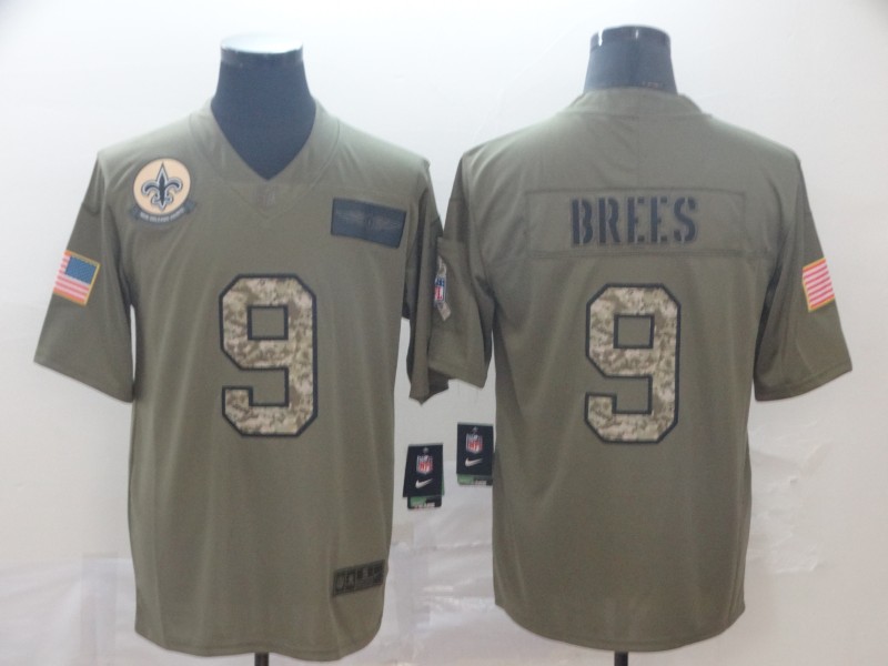 Nike Saints 9 Drew Brees Olive Camo Salute To Service Limited Jersey