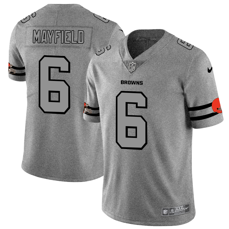 Nike Browns 6 Baker Mayfield 2019 Gray Gridiron Gray Vapor Untouchable Limited Jersey - Click Image to Close