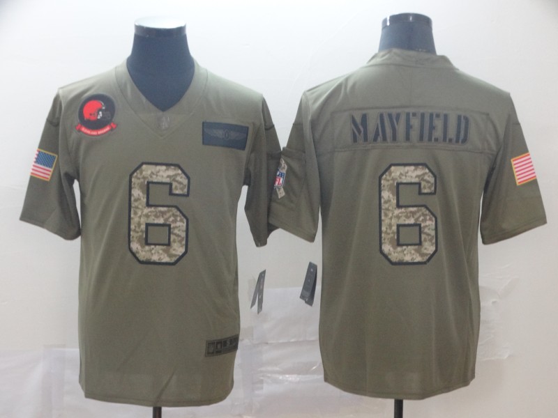 Nike Browns 6 Baker Mayfield 2019 Olive Camo Salute To Service Limited Jersey