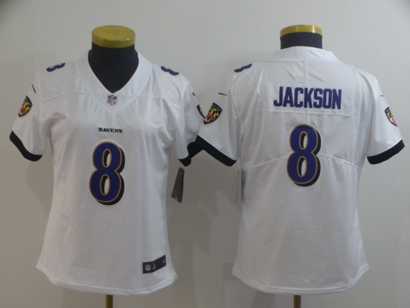 Nike Ravens 8 LaMar Jackson White Women Vapor Untouchable Limited Jersey