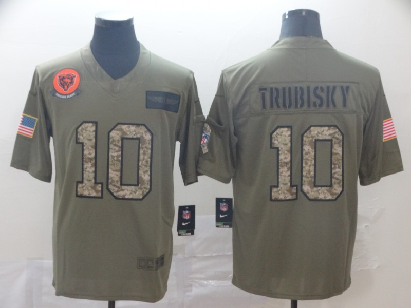 Nike Bears 10 Mitchell Trubisky 2019 Olive Camo Salute To Service Limited Jersey