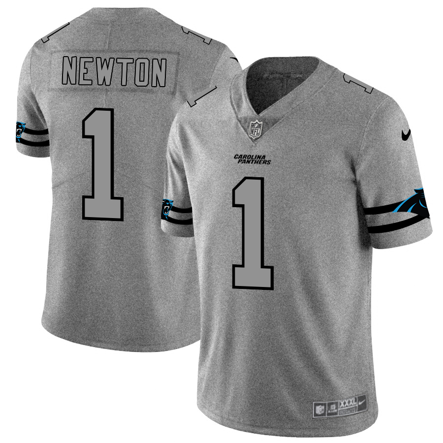 Nike Panthers 1 Cam Newton 2019 Gray Gridiron Gray Vapor Untouchable Limited Jersey