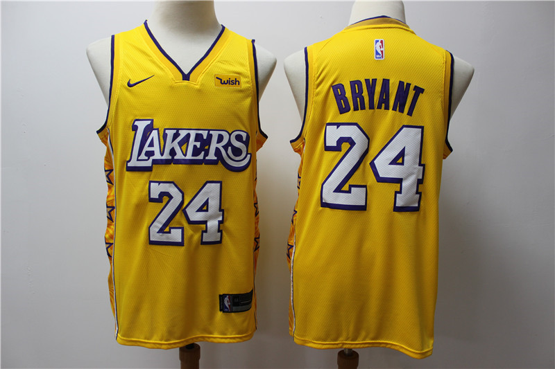 Lakers 24 kobe Bryant Yellow 2019-20 Nike City Edition Swingman Jersey