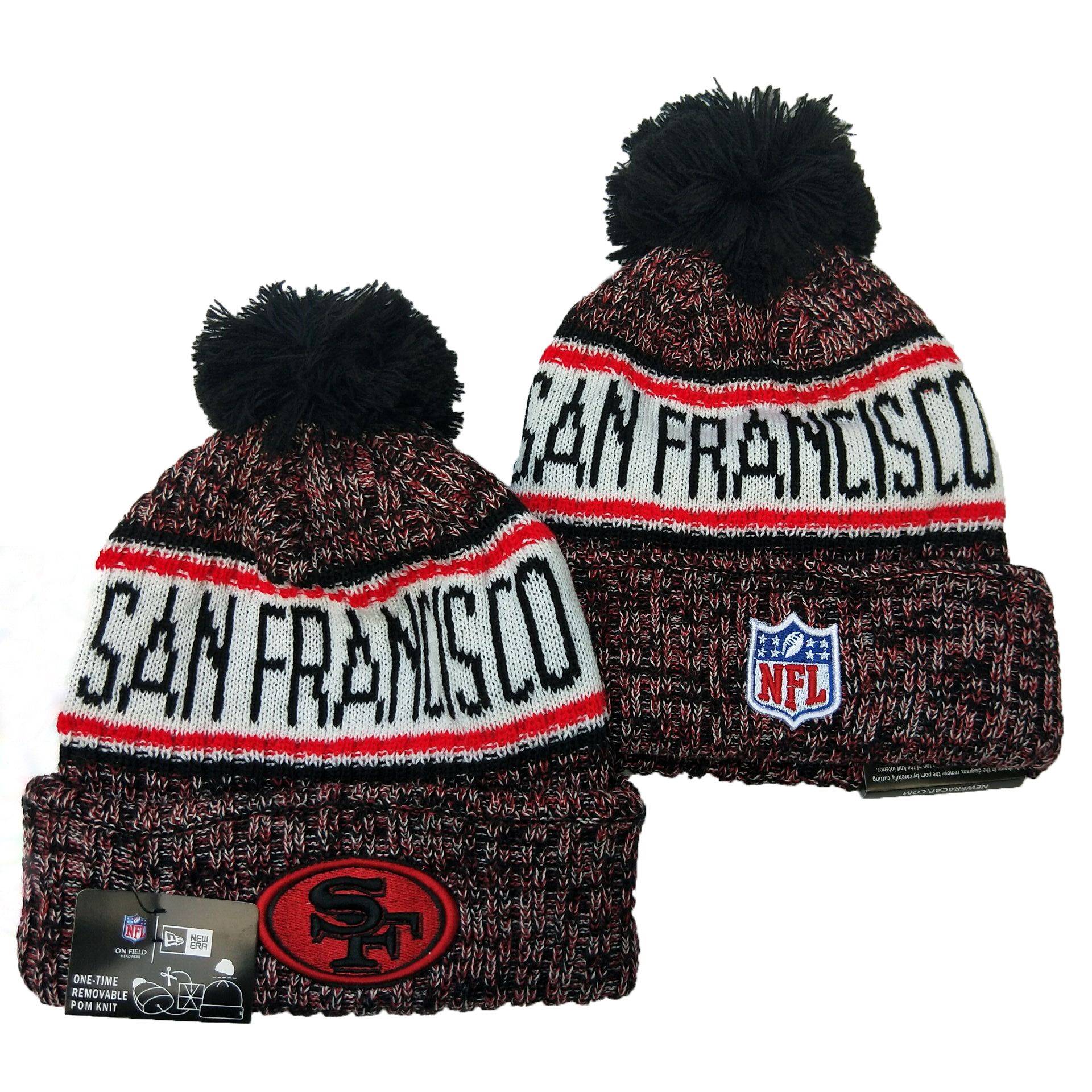 49ers Team Logo Pom Knit Hat YD - Click Image to Close