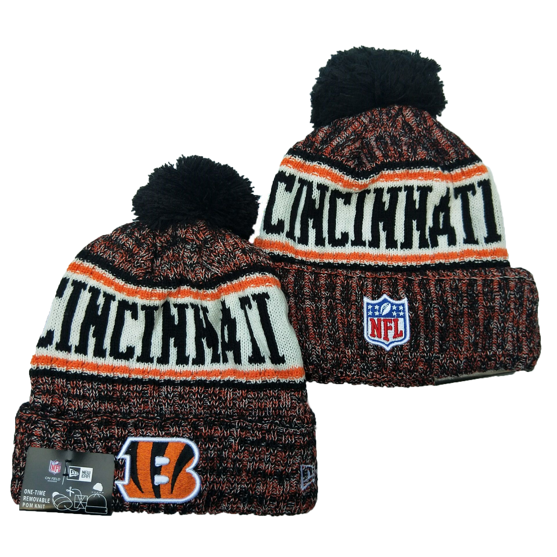 Bengals Team Logo Pom Knit Hat YD - Click Image to Close