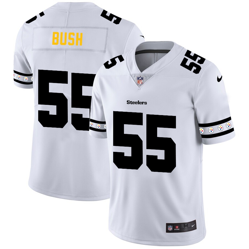 Nike Steelers 55 Devin Bush White Team Logos Fashion Vapor Limited Jersey - Click Image to Close