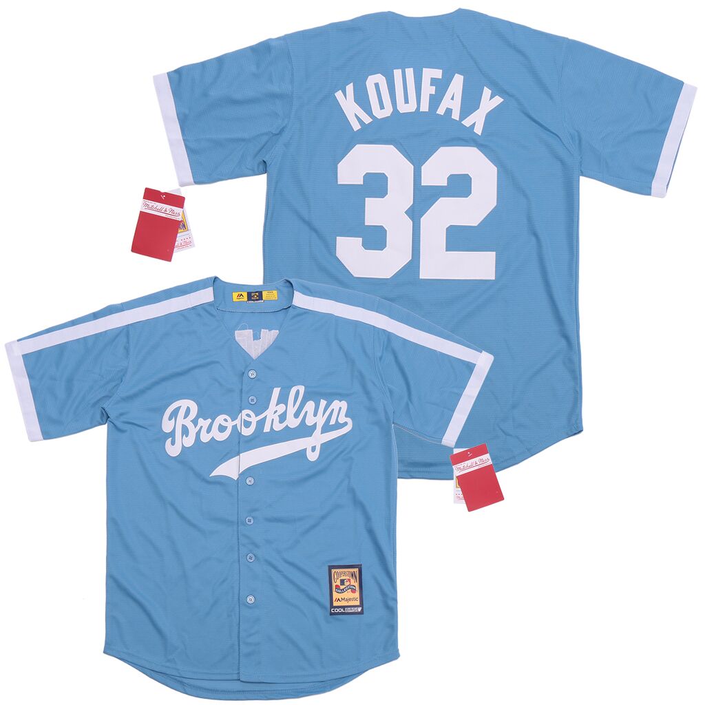 Dodgers 32 Sandy Koufax Blue Cooperstown Collection Jersey - Click Image to Close