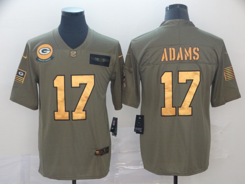 Nike Packers 17 Davante Adams 2019 Olive Gold Salute To Service Limited Jersey - Click Image to Close