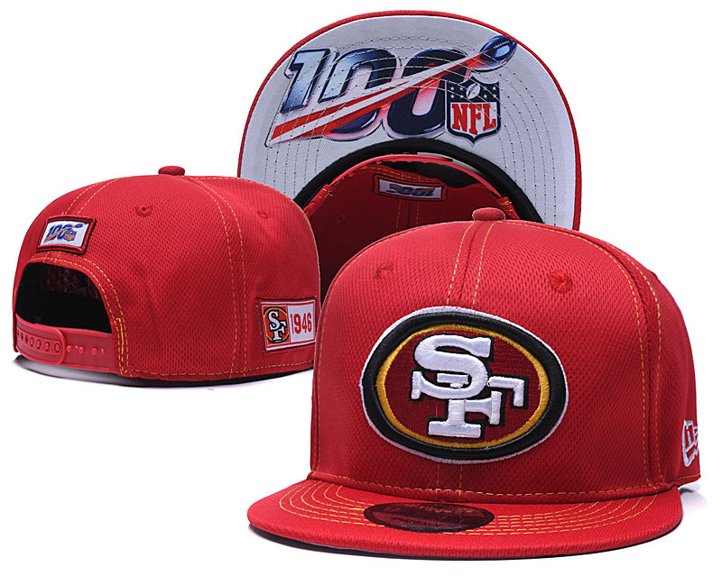49ers Team Logo Red 100th Seanson Adjustable Hat YD