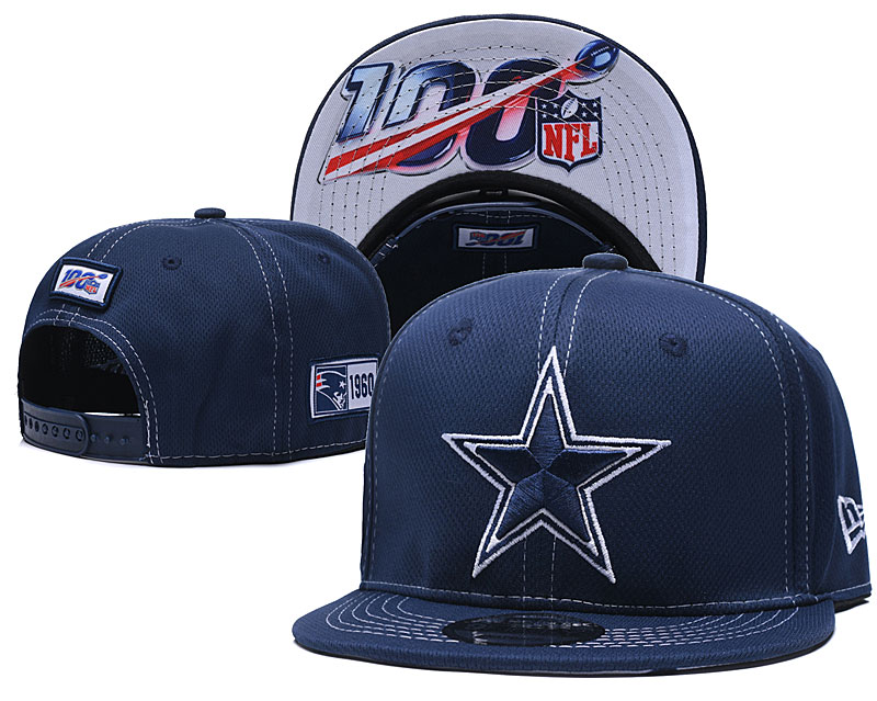 Cowboys Team Logo Navy 100th Seanson Adjustable Hat YD