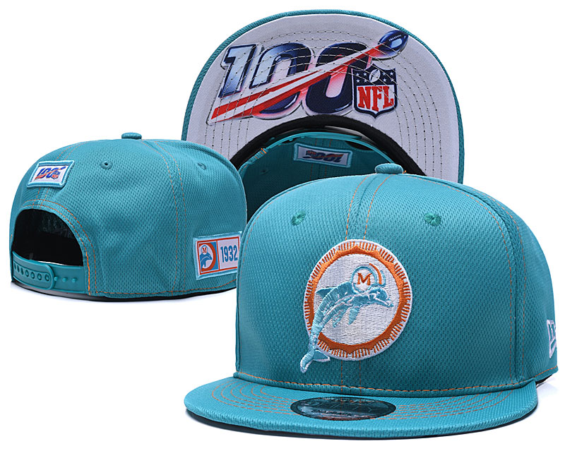 Dolphins Team Logo Aque 100th Seanson Adjustable Hat YD