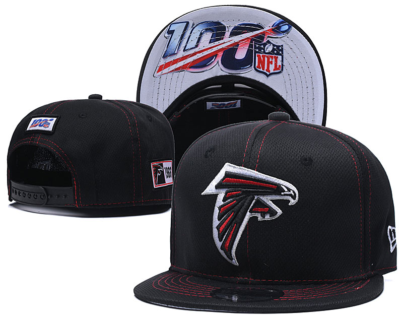 Falcons Team Logo Black 100th Seanson Adjustable Hat YD - Click Image to Close