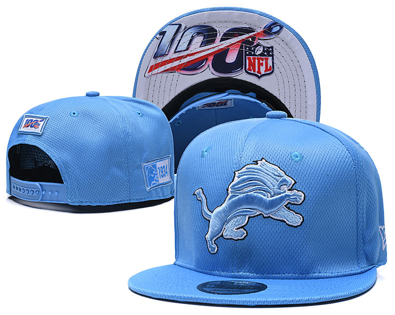 Lions Team Logo Light Blue 100th Seanson Adjustable Hat YD