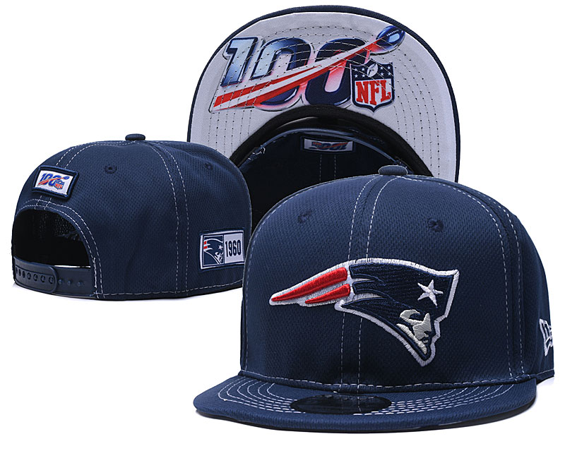 Patriots Team Logo Navy 100th Seanson Adjustable Hat YD