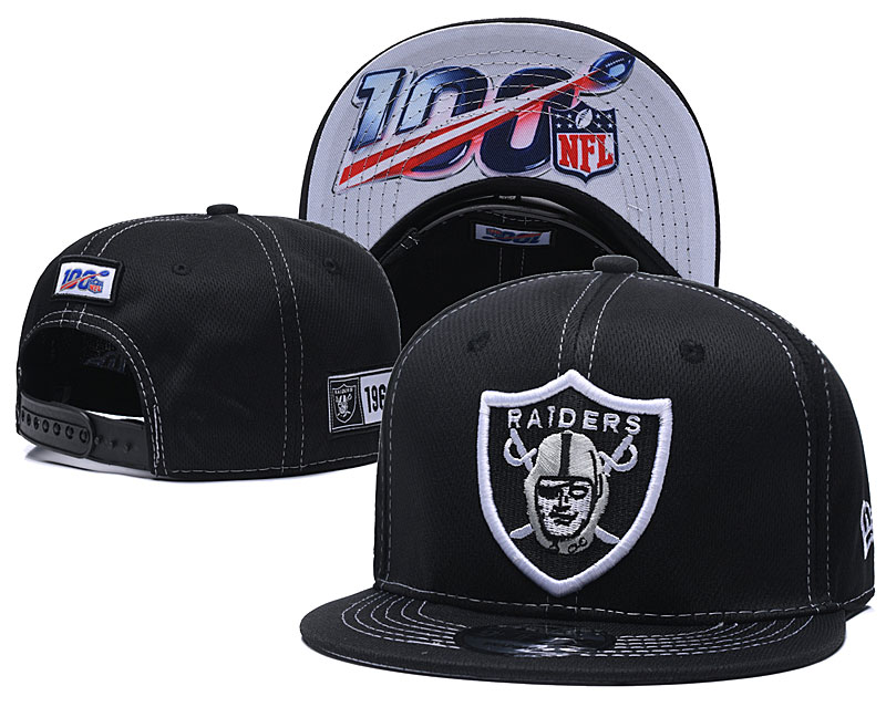 Raiders Team Logo Black 100th Seanson Adjustable Hat YD