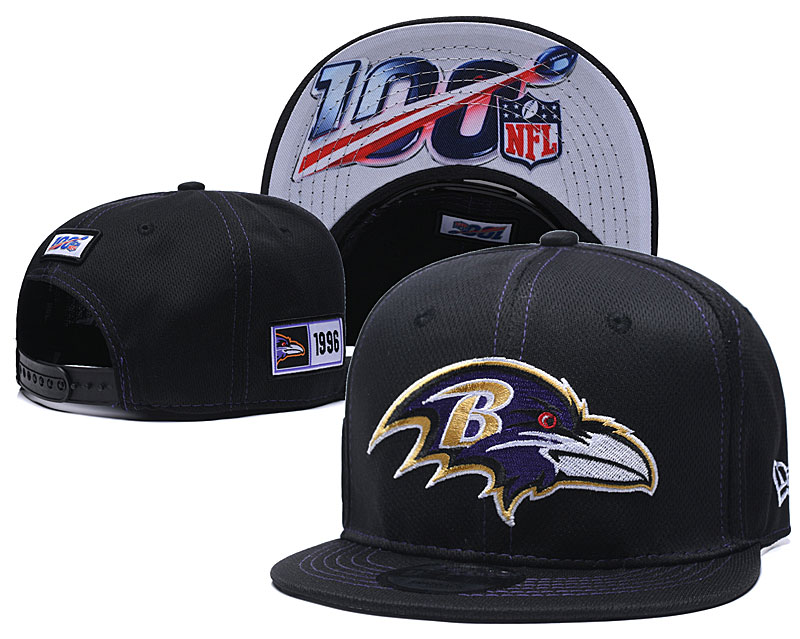 Ravens Team Logo Black 100th Seanson Adjustable Hat YD