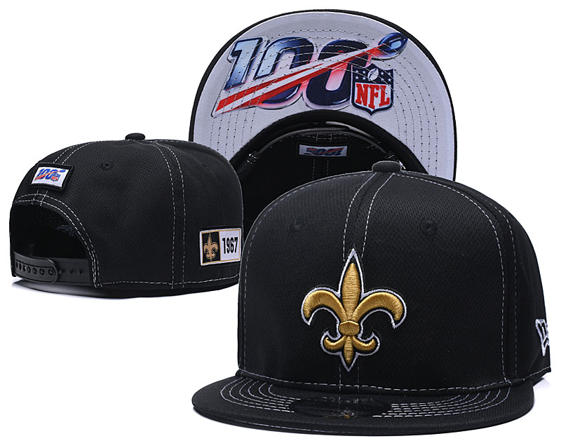 Saints Team Logo Black 100th Seanson Adjustable Hat YD