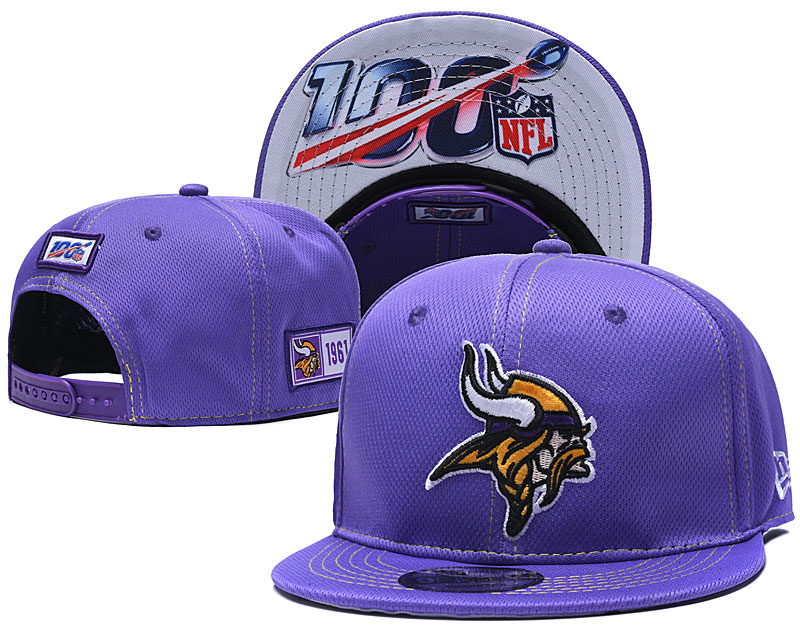 Vikings Team Logo Purple 100th Seanson Adjustable Hat YD