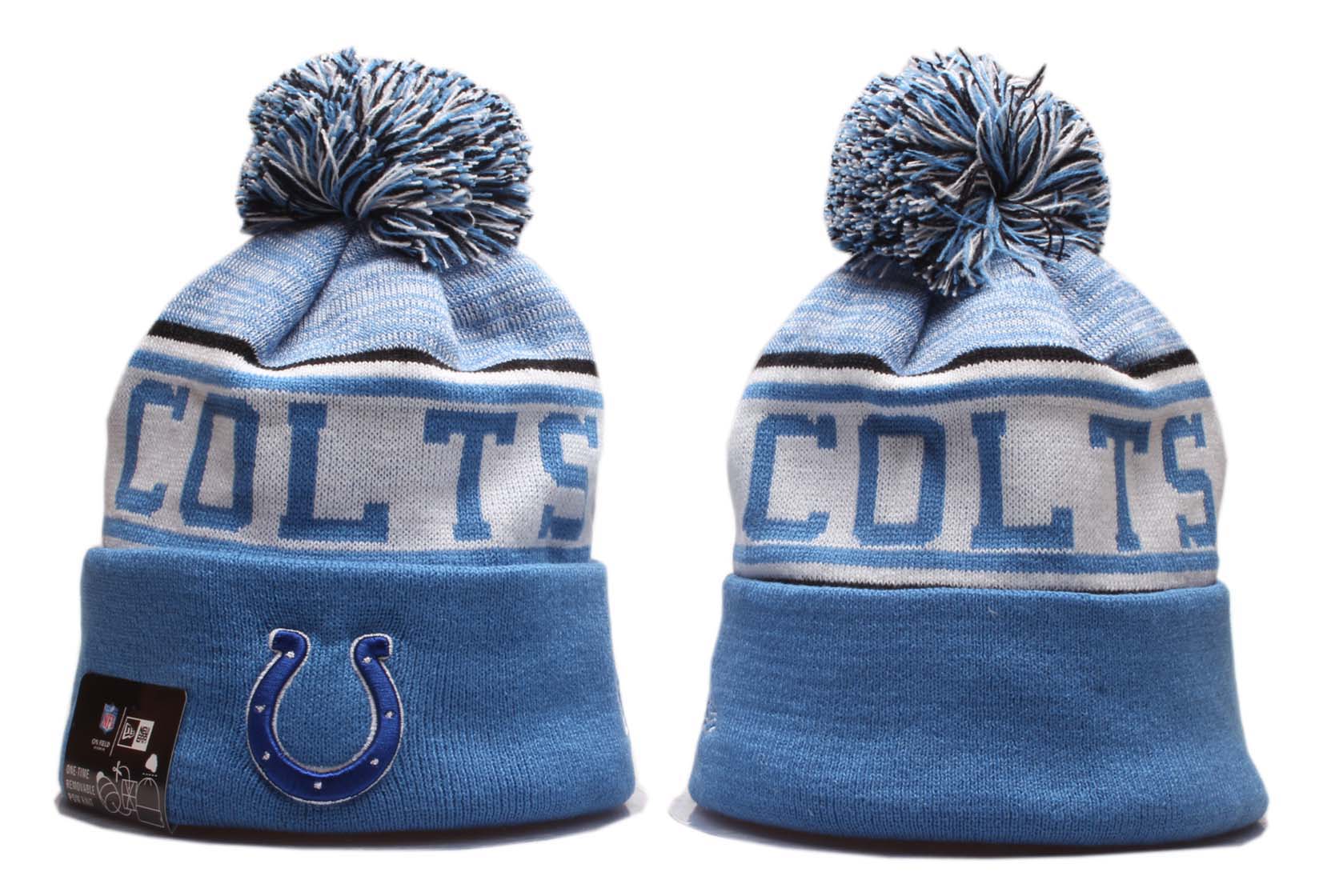 Colts Team Logo Light Blue Pom Knit Hat YP