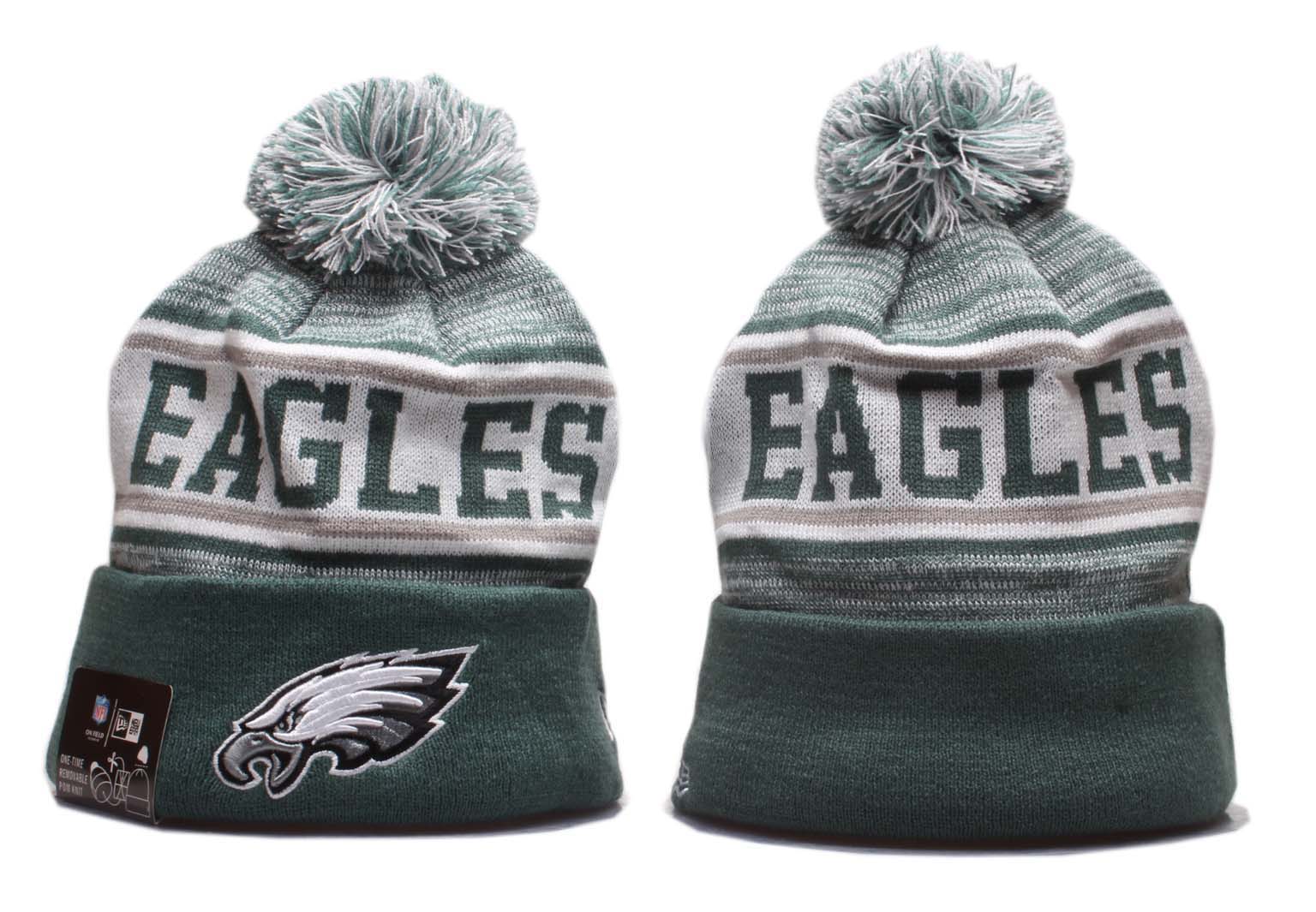 Eagles Team Logo Green Pom Knit Hat YP - Click Image to Close