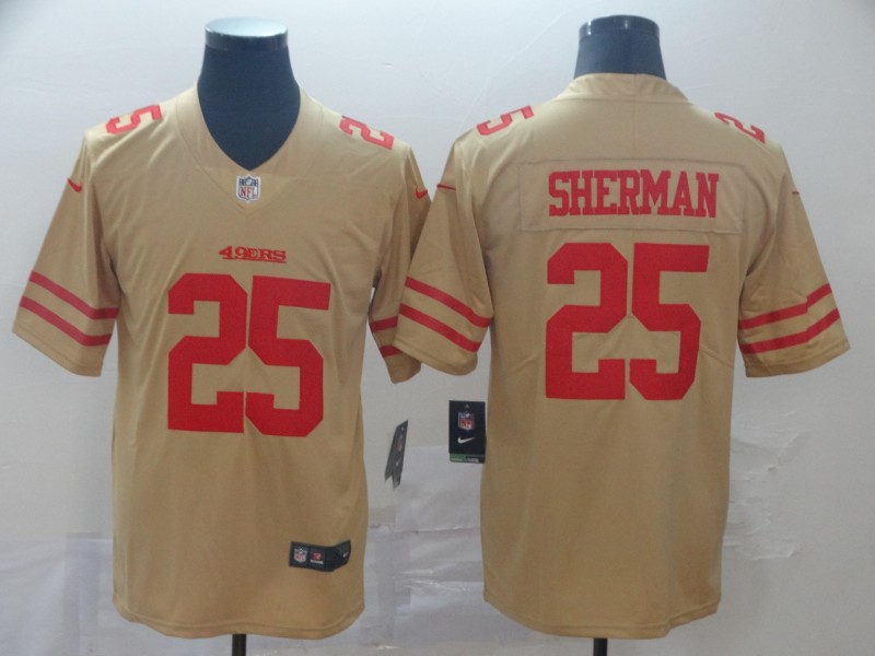 Nike 49ers 25 Richard Sherman Cream Inverted Legend Limited Jersey