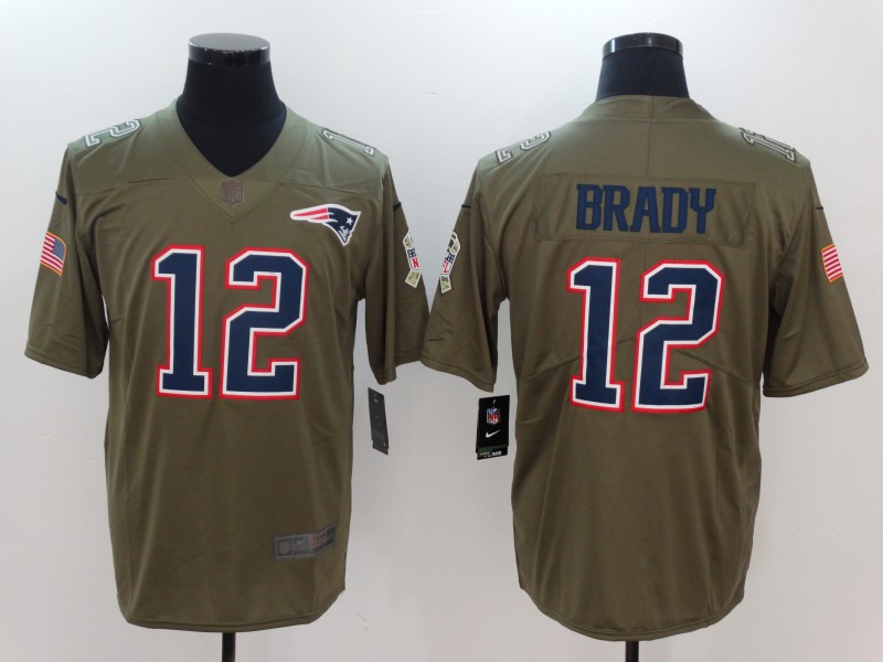 Nike Patriots 12 Tom Brady Olive Salute To Service Limited Jersey