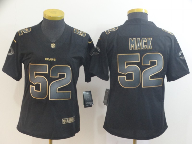 Nike Bears 52 Khalil Mack Black Gold Women Vapor Untouchable Limited Jersey