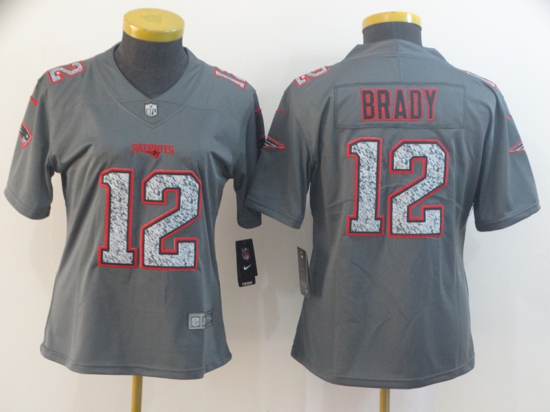 Nike Patriots 12 Tom Brady Gray Camo Women Vapor Untouchable Limited Jersey