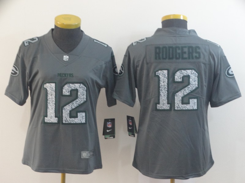 Nike Packers 12 Aaron Rodgers Gray Camo Women Vapor Untouchable Limited Jersey - Click Image to Close