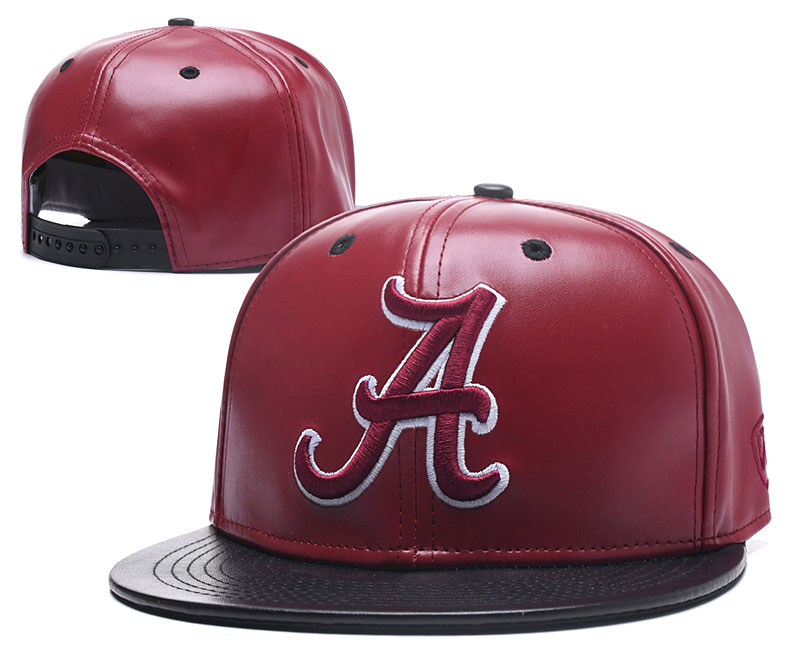 Alabama Crimson Tide Team Logo Red Leather Adjustable Hat GS