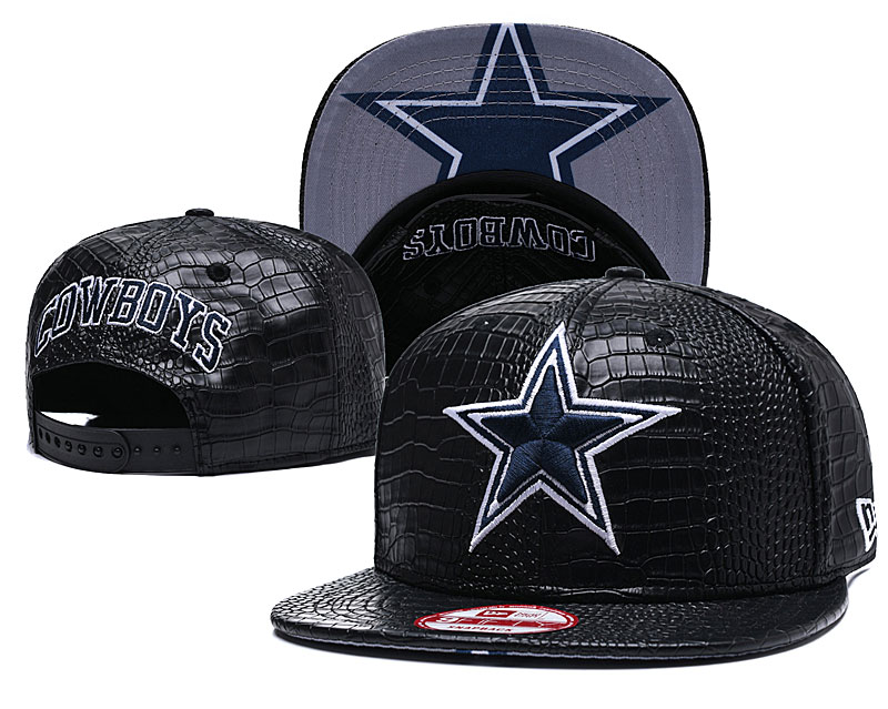 Cowboys Team Logo Black Leather Adjustable Hat GS