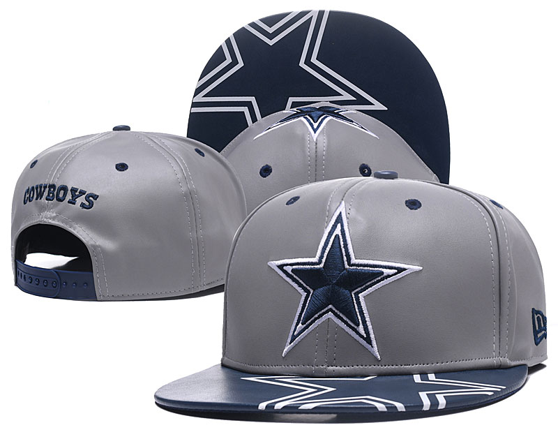 Cowboys Team Logo Gray Leather Adjustable Hat GS