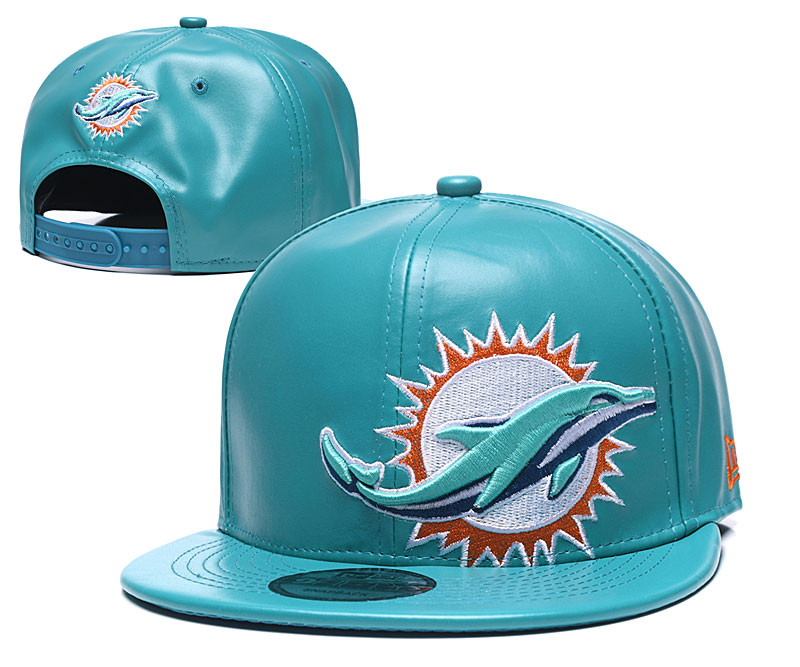 Dolphins Team Logo Aque Leather Adjustable Hat GS