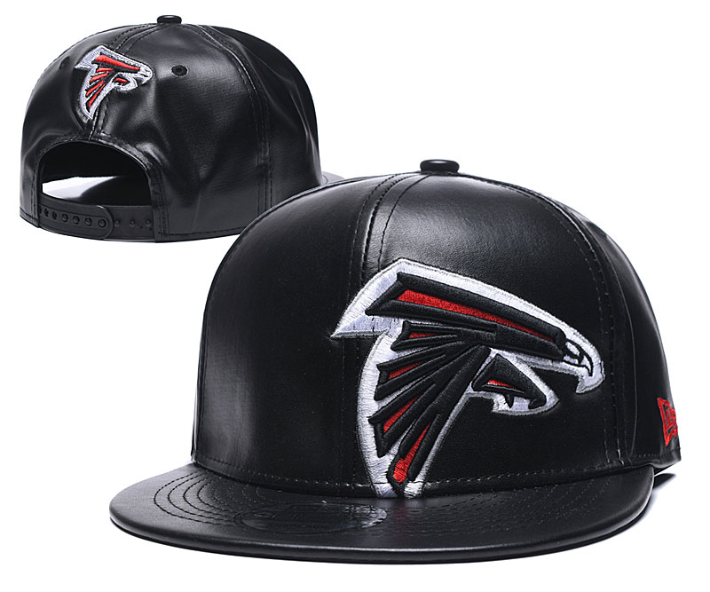Falcons Team Logo Black Leather Adjustable Hat GS