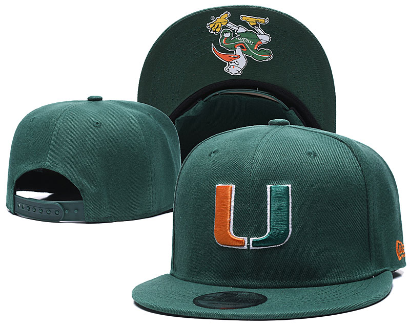 Miami Hurricanes Team Logo Green Adjustable Hat GS